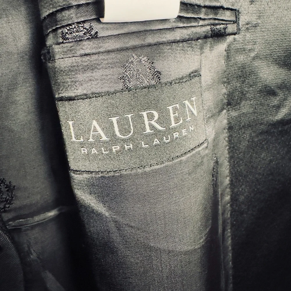 Lauren‎ Ralph Lauren Black Tuxedo Tailored Jacket Wool Blend Black 54R Preowned